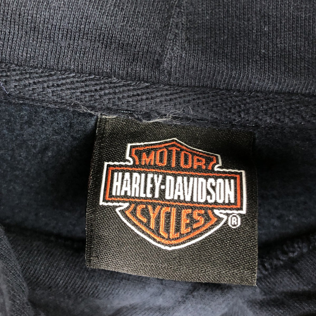 Harley-Davidson Advertising Pullover Hoodie, Men's Size Medium cotton navy blue type Vintage Second Hand
