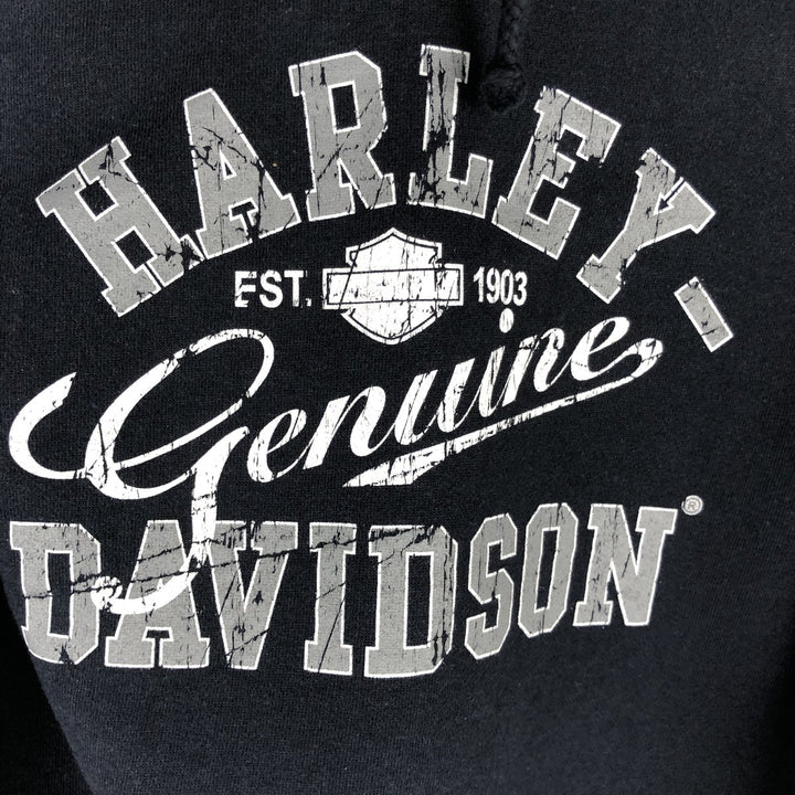 Harley-Davidson Advertising Pullover Hoodie, Men's Size Medium cotton navy blue type Vintage Second Hand