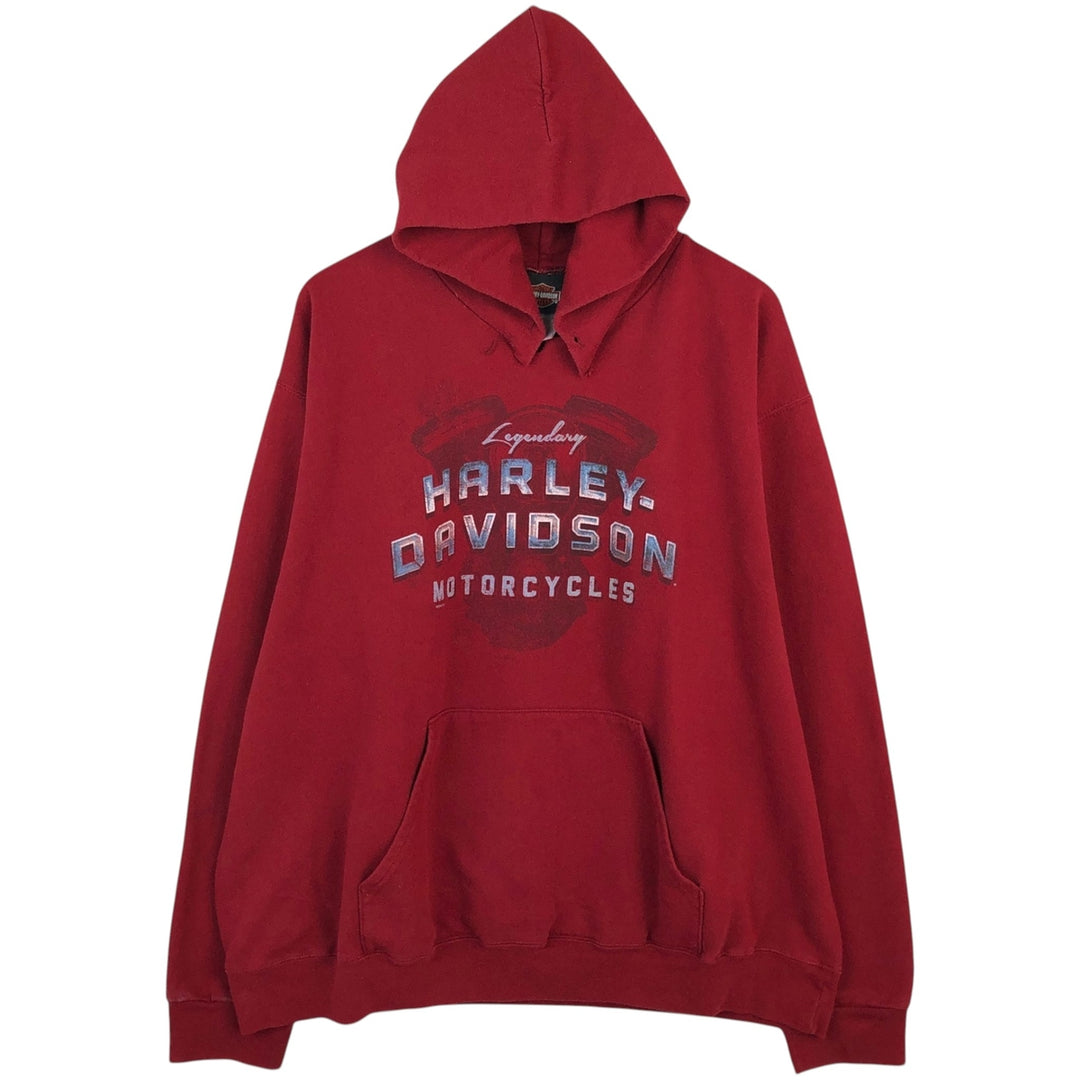 Harley-Davidson Advertising Pullover Hoodie, Men's XXL cotton red type reddish brown Vintage Second Hand