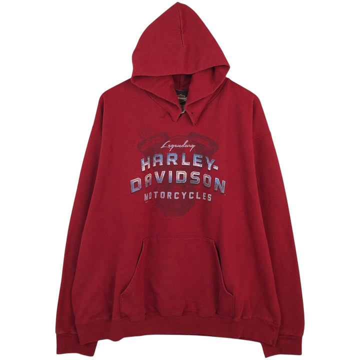 Harley-Davidson Advertising Pullover Hoodie, Men's XXL cotton red type reddish brown Vintage Second Hand