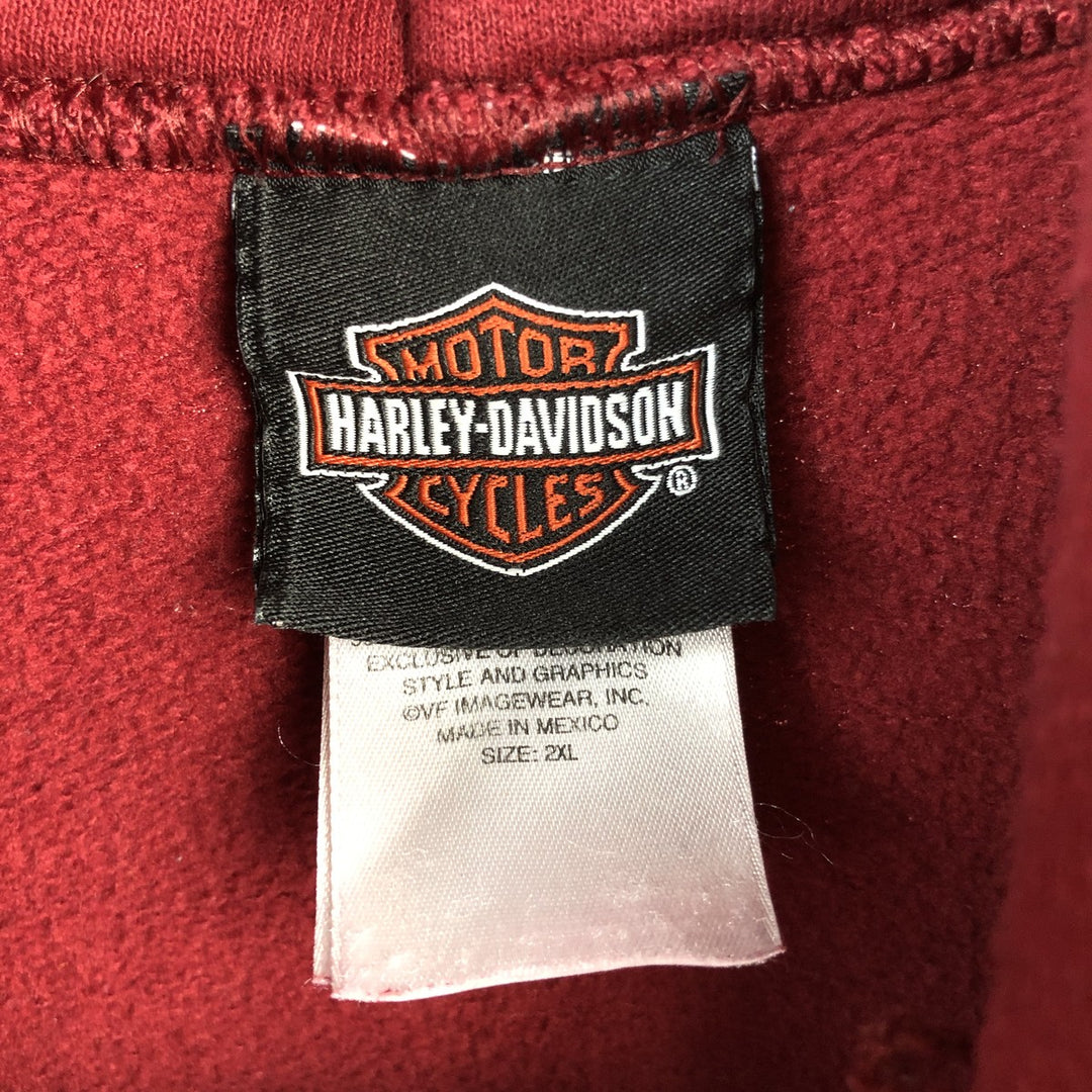 Harley-Davidson Advertising Pullover Hoodie, Men's XXL cotton red type reddish brown Vintage Second Hand