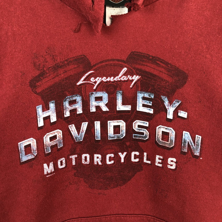 Harley-Davidson Advertising Pullover Hoodie, Men's XXL cotton red type reddish brown Vintage Second Hand