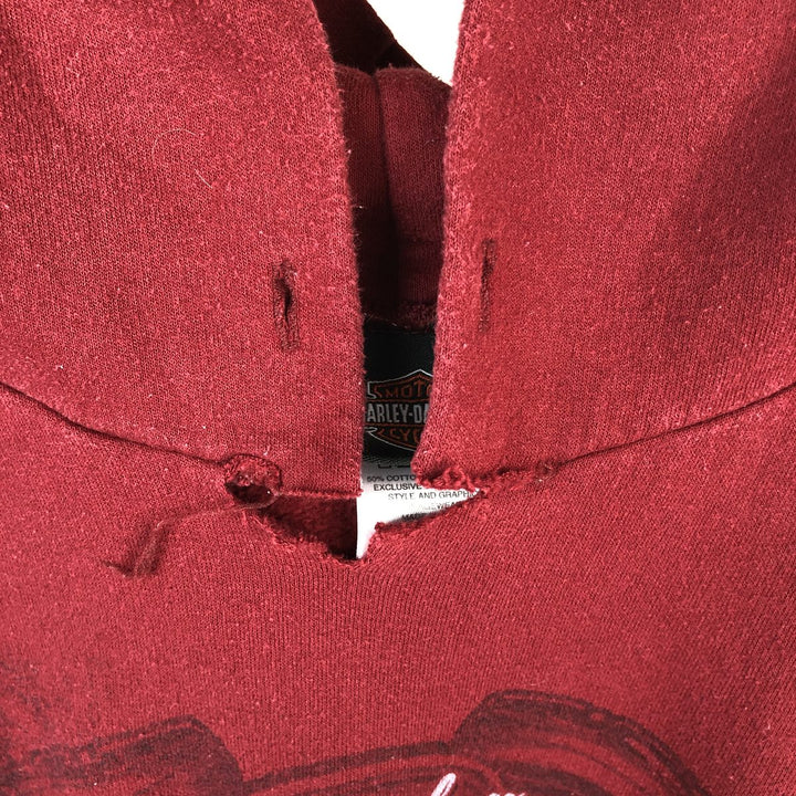 Harley-Davidson Advertising Pullover Hoodie, Men's XXL cotton red type reddish brown Vintage Second Hand