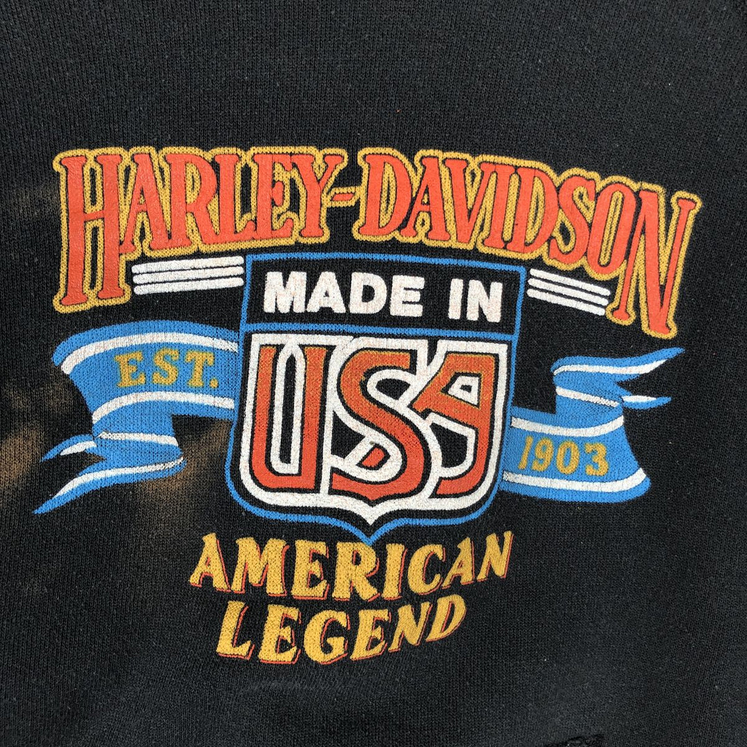 BASSETT-WALKER Harley-Davidson Advertising Sweat Pullover Hoodie, Made in USA, Men's Size XL (approx.) unclear black type Vintage Second Hand