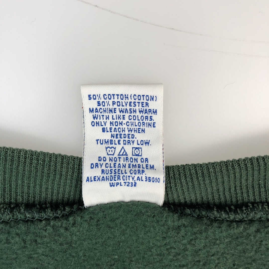 Vintage 90'S Russell ATHLETIC college sweatshirt, size XL, men's cotton green type Vintage Second Hand
