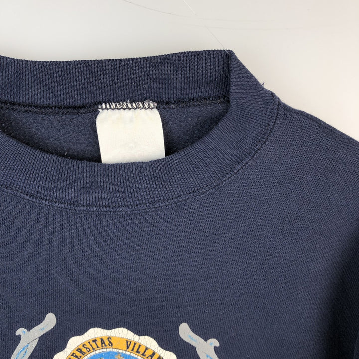 Printed college sweatshirt, men's size L unclear navy blue type Vintage Second Hand
