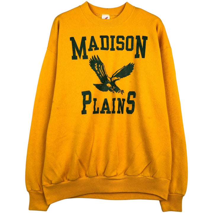 90'S Jerzees Eagle Pattern College Sweatshirt, Made in USA, Men's XL (approx.), Vintage cotton yellow type Vintage Second Hand