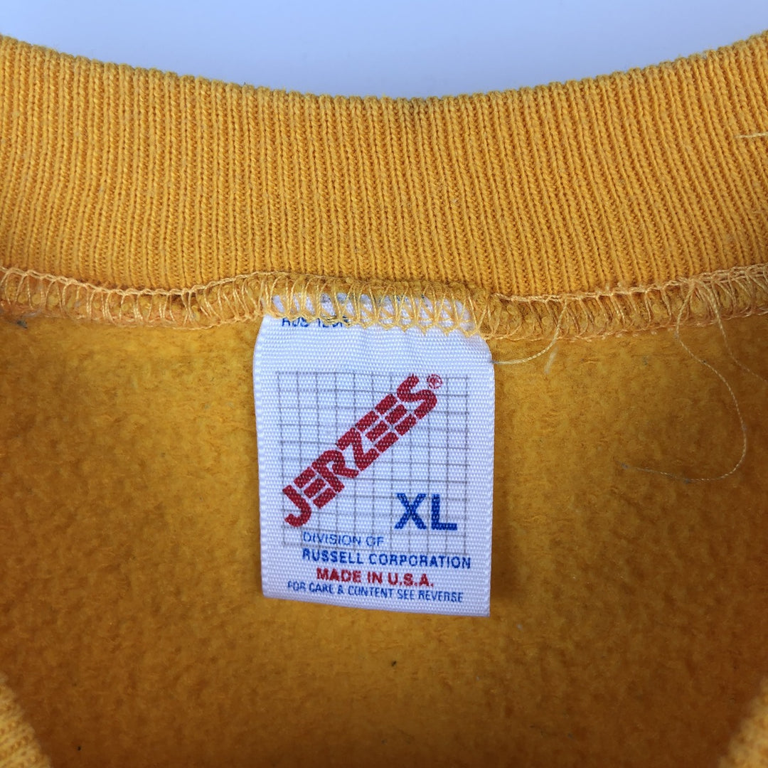 90'S Jerzees Eagle Pattern College Sweatshirt, Made in USA, Men's XL (approx.), Vintage cotton yellow type Vintage Second Hand
