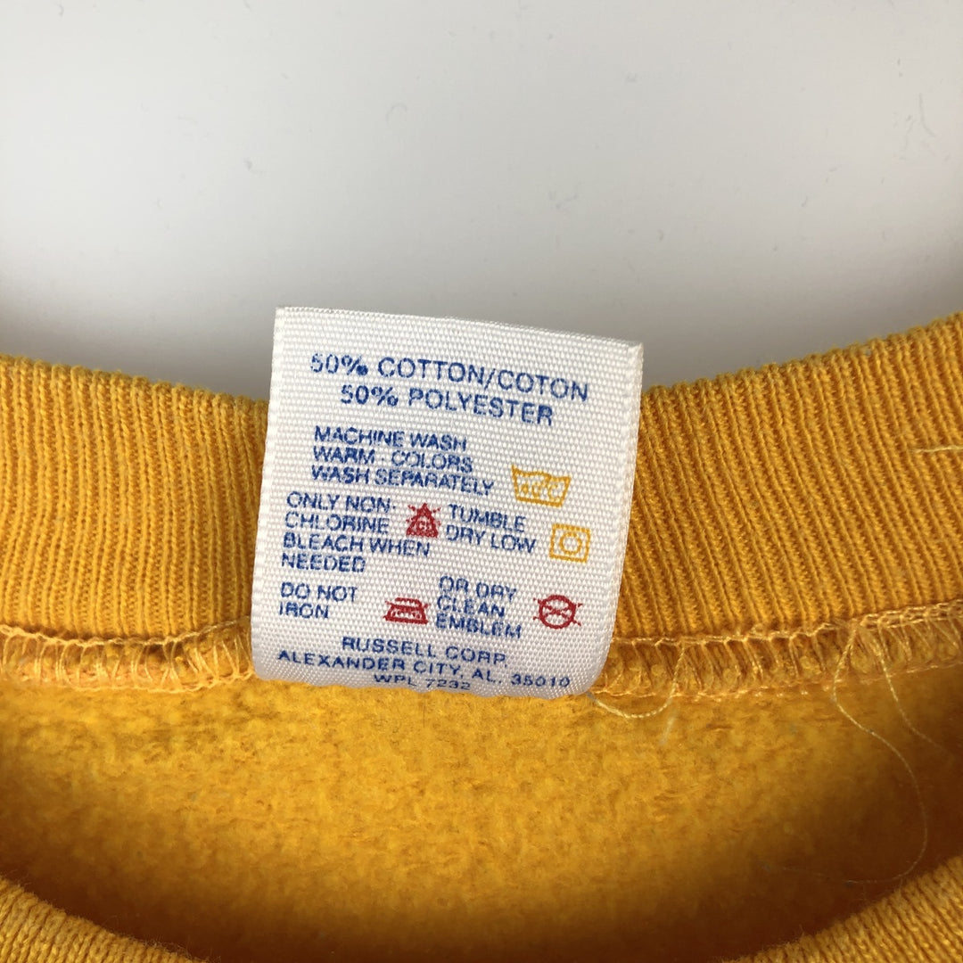 90'S Jerzees Eagle Pattern College Sweatshirt, Made in USA, Men's XL (approx.), Vintage cotton yellow type Vintage Second Hand