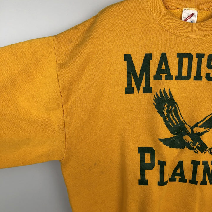 90'S Jerzees Eagle Pattern College Sweatshirt, Made in USA, Men's XL (approx.), Vintage cotton yellow type Vintage Second Hand