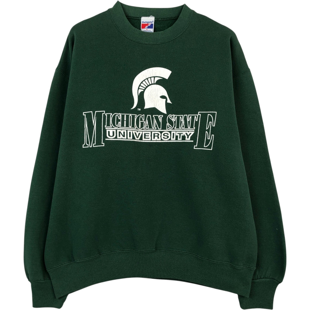 Swingster MICHIGAN STATE Michigan State University College Sweatshirt, Made in USA, Men's Size L (approx.), Vintage. cotton green type Vintage Second Hand