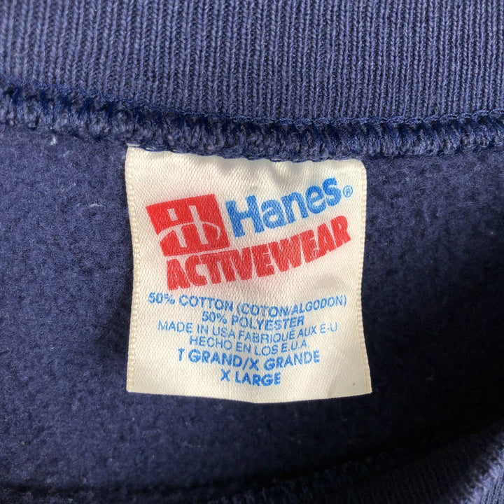 90s-00'S Hanes ACTIVEWEAR College Sweatshirt, Made in USA, Men's XL equivalent. cotton navy blue type Vintage Second Hand
