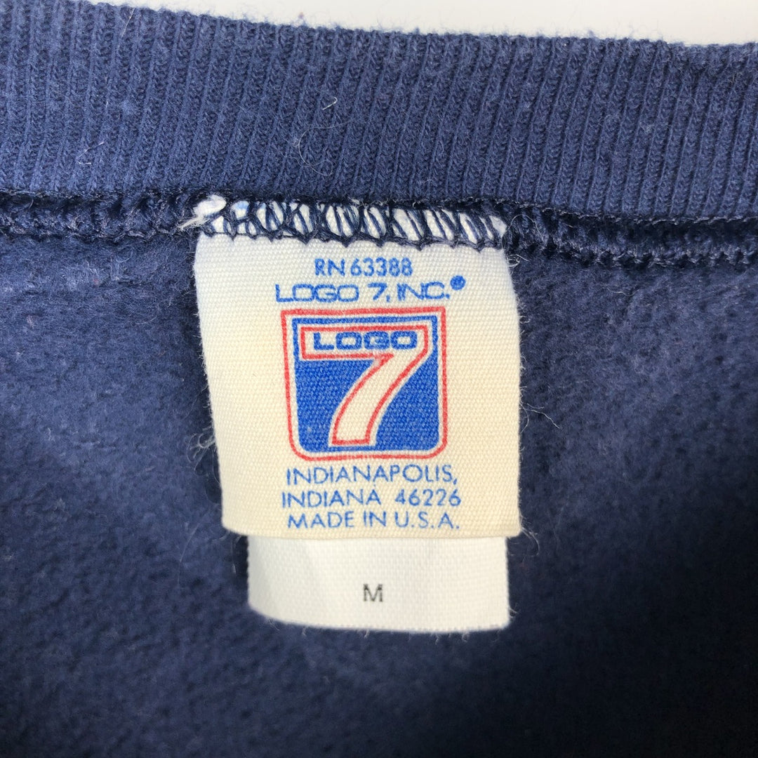 80s-90'S LOGO 7 INC University of Michigan College Character Sweatshirt, Made in USA, Men's Size M (approx.), Vintage cotton navy blue type Vintage Second Hand