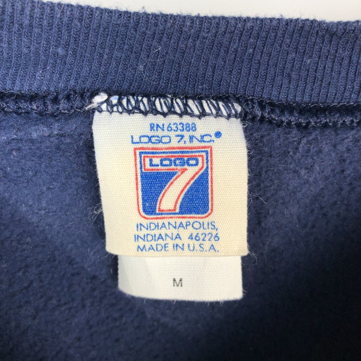 80s-90'S LOGO 7 INC University of Michigan College Character Sweatshirt, Made in USA, Men's Size M (approx.), Vintage cotton navy blue type Vintage Second Hand