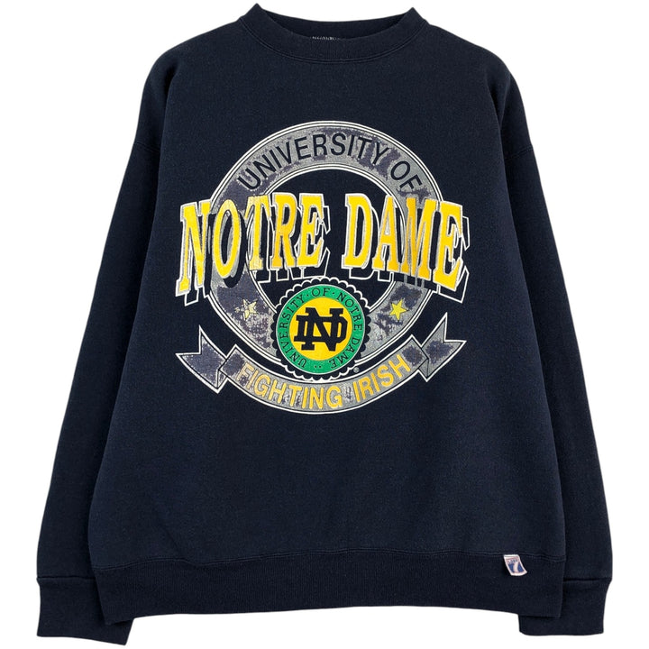 80s-90'S LOGO 7 INC NOTRE DAME University of Notre Dame College Sweatshirt, Men's Size L (approx.), Vintage unclear navy blue type Vintage Second Hand