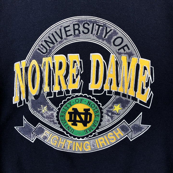 80s-90'S LOGO 7 INC NOTRE DAME University of Notre Dame College Sweatshirt, Men's Size L (approx.), Vintage unclear navy blue type Vintage Second Hand