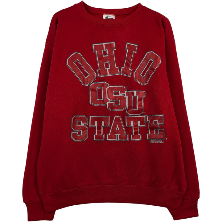 90'S TNT Ohio State University Triple Print College Sweatshirt, Made in USA, Men's XL (approx.) Vintage cotton red type Vintage Second Hand