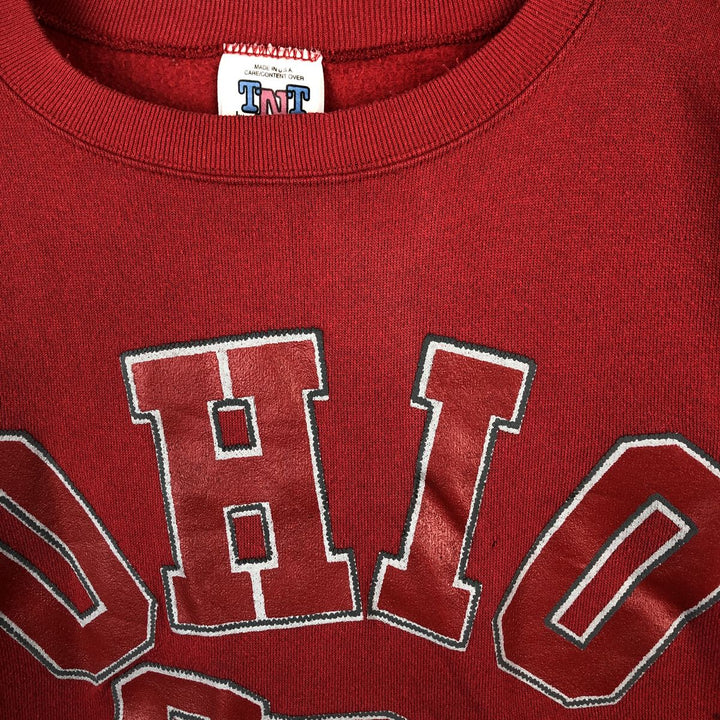 90'S TNT Ohio State University Triple Print College Sweatshirt, Made in USA, Men's XL (approx.) Vintage cotton red type Vintage Second Hand