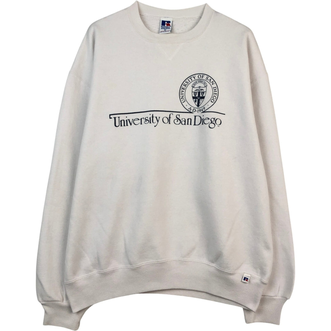 90'S Russell College Sweatshirt, Made in USA, Men's XL, Vintage cotton white type Vintage Second Hand