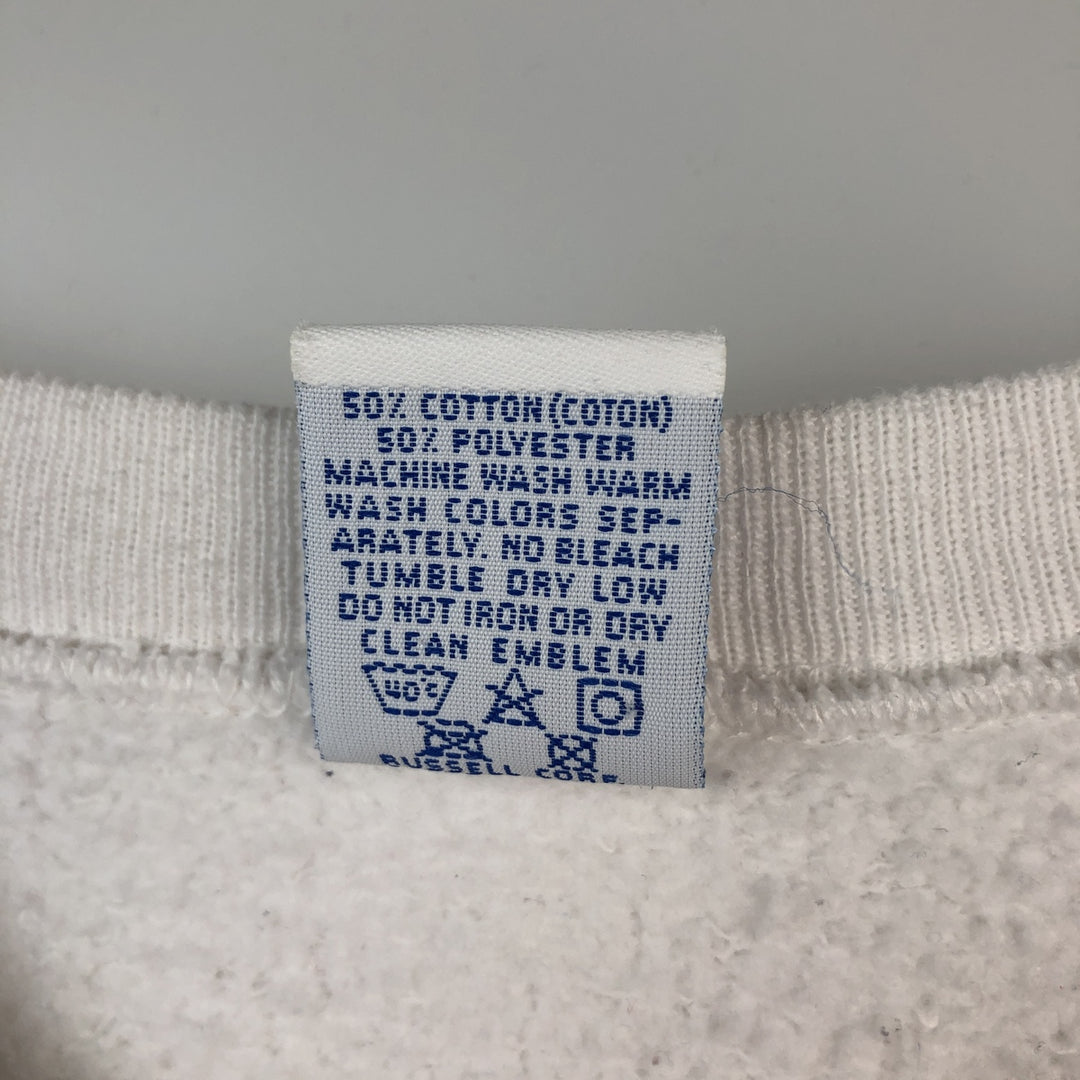 90'S Russell College Sweatshirt, Made in USA, Men's XL, Vintage cotton white type Vintage Second Hand