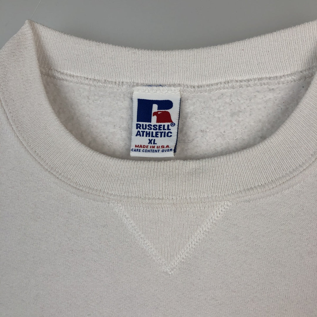 90'S Russell College Sweatshirt, Made in USA, Men's XL, Vintage cotton white type Vintage Second Hand