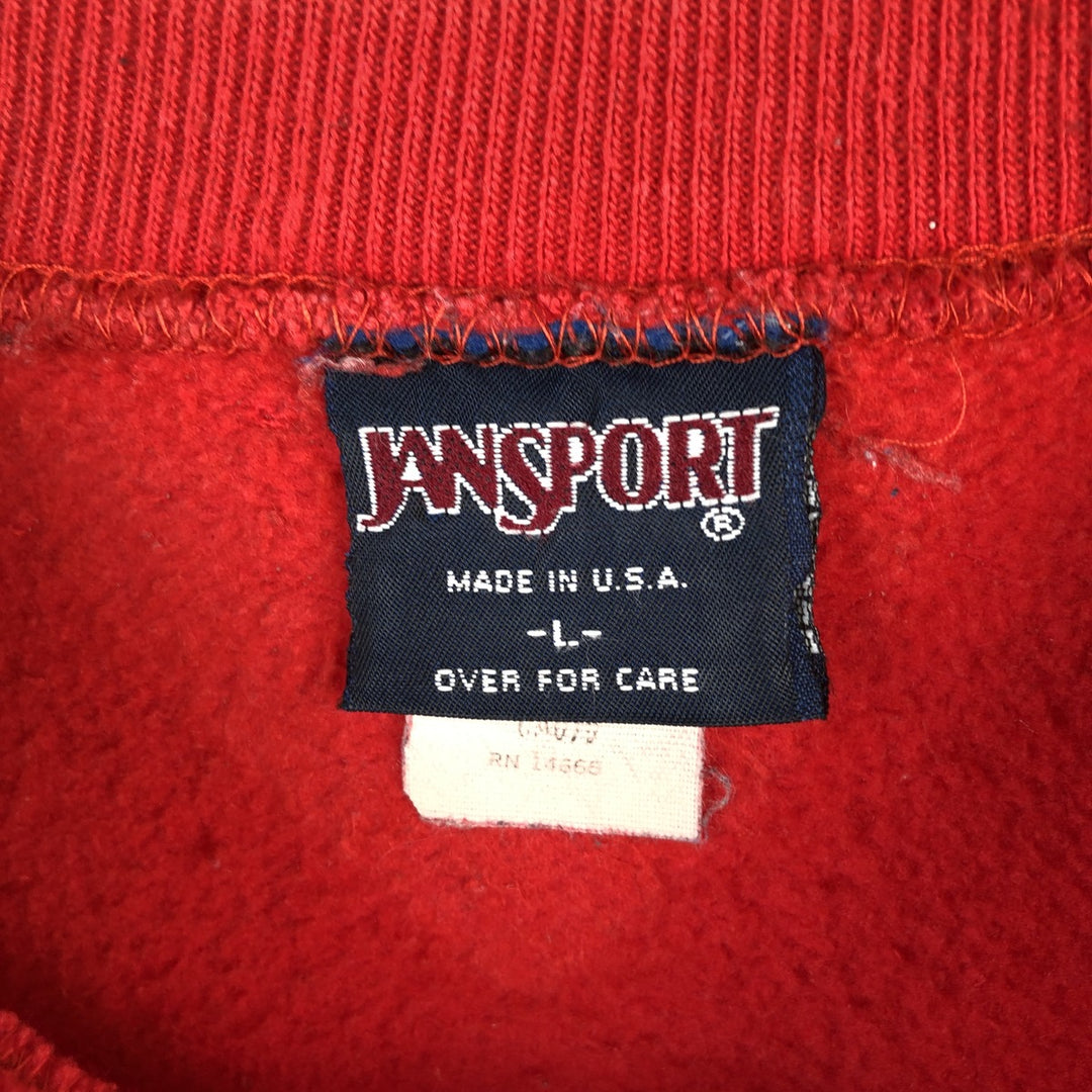 Vintage 90'S Jansport college sweatshirt, made in the USA, size L, men's polyester red type Vintage Second Hand