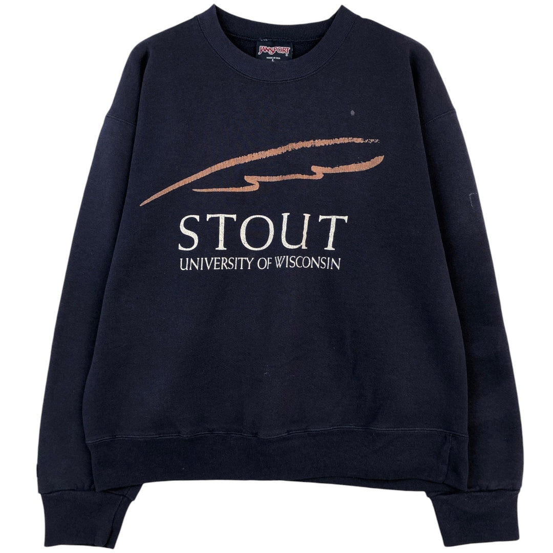 Vintage 90'S Jansport college sweatshirt, made in the USA, size L, men's cotton navy blue type Vintage Second Hand