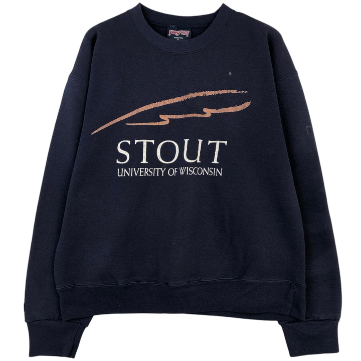 Vintage 90'S Jansport college sweatshirt, made in the USA, size L, men's cotton navy blue type Vintage Second Hand