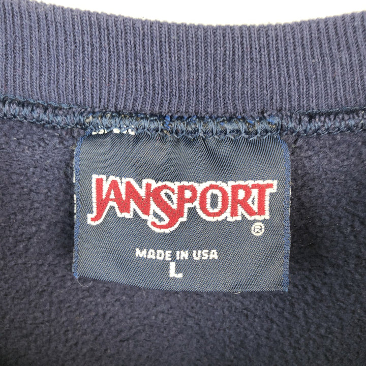Vintage 90'S Jansport college sweatshirt, made in the USA, size L, men's cotton navy blue type Vintage Second Hand