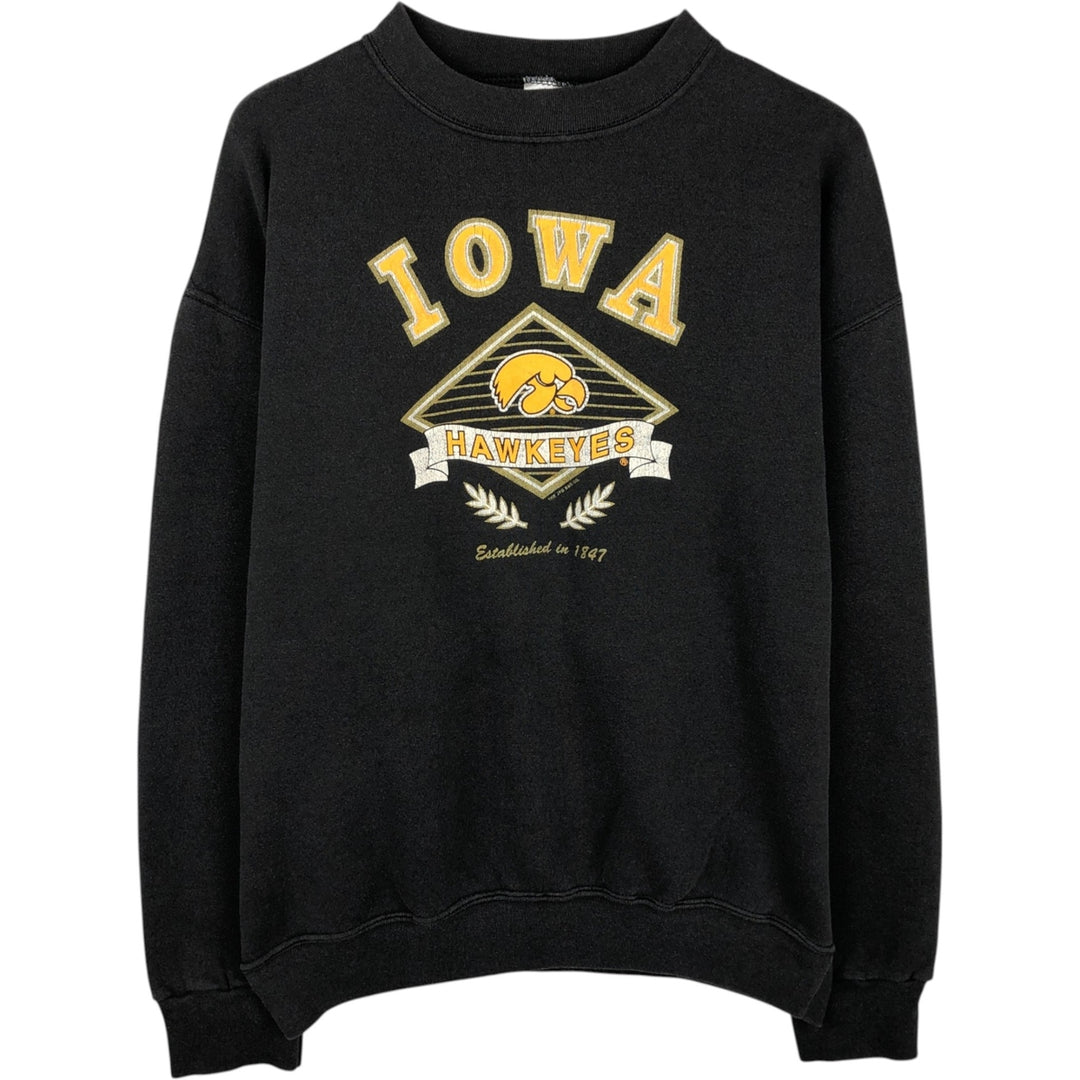 MILLER IOWA University of Iowa Triple Print College Sweatshirt, Made in USA, Men's XL (approx.) cotton black type Vintage Second Hand