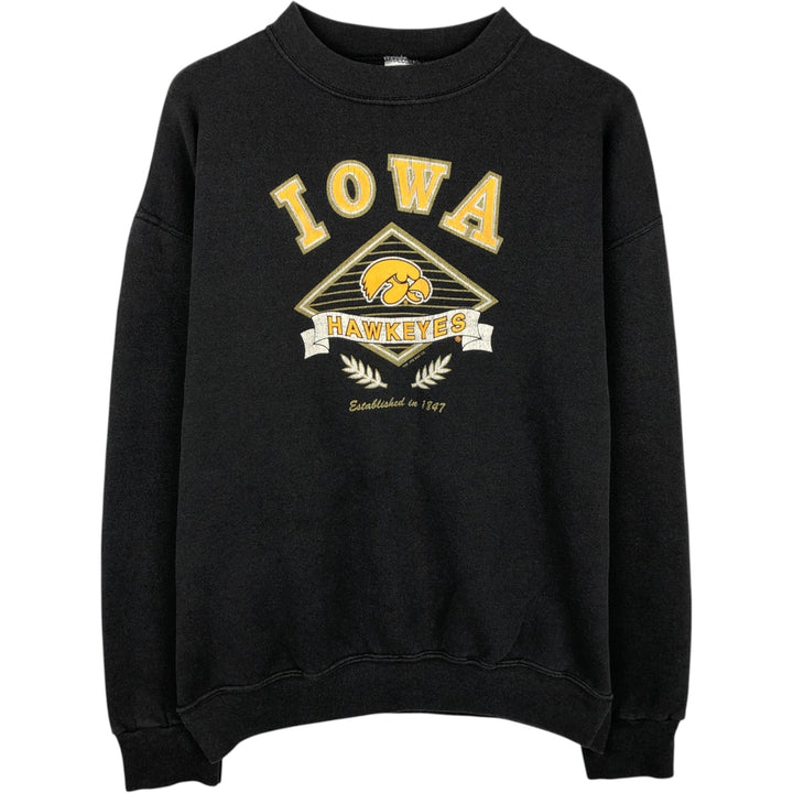MILLER IOWA University of Iowa Triple Print College Sweatshirt, Made in USA, Men's XL (approx.) cotton black type Vintage Second Hand