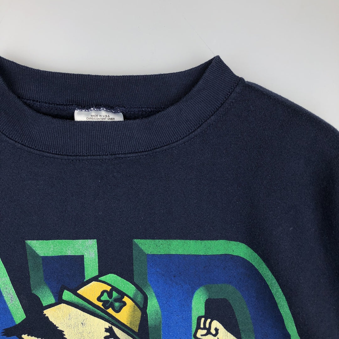 TRAU&LOEVNER TNT Notre Dame University Fighting Irish College Character Sweatshirt cotton navy blue type Vintage Second Hand