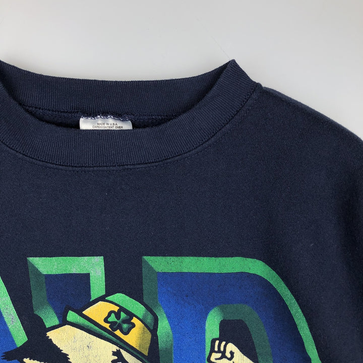 TRAU&LOEVNER TNT Notre Dame University Fighting Irish College Character Sweatshirt cotton navy blue type Vintage Second Hand