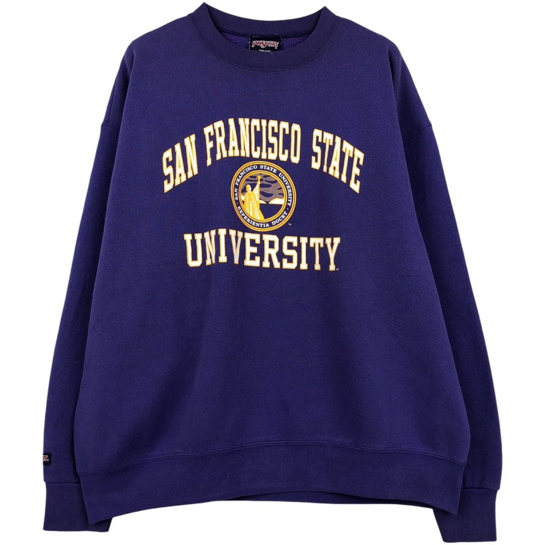 90'S Jansport Triple Print College Sweatshirt, Made in USA, Men's XL, Vintage cotton purple type Vintage Second Hand