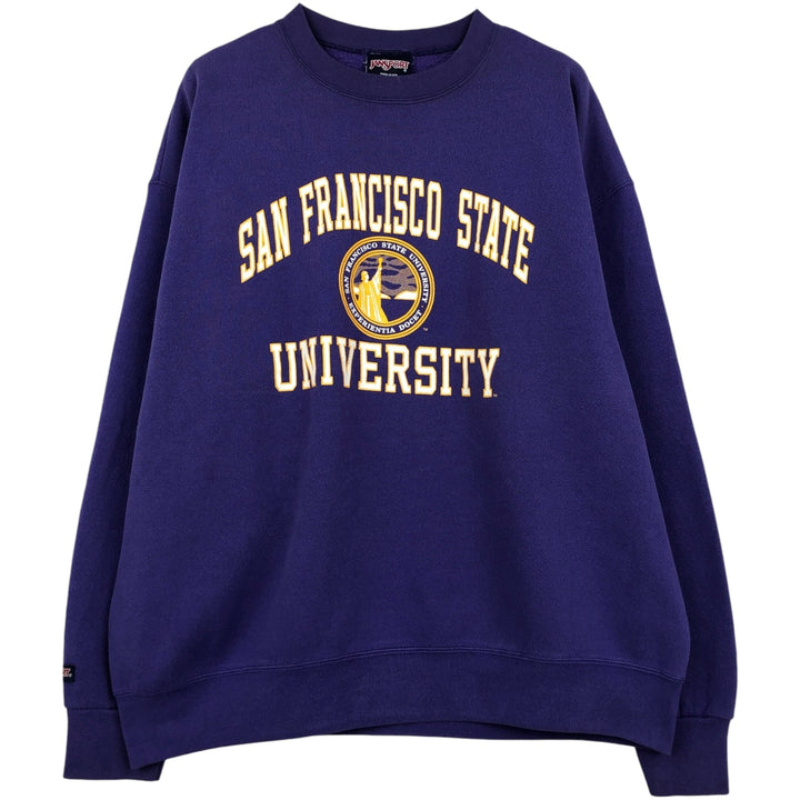 90'S Jansport Triple Print College Sweatshirt, Made in USA, Men's XL, Vintage cotton purple type Vintage Second Hand