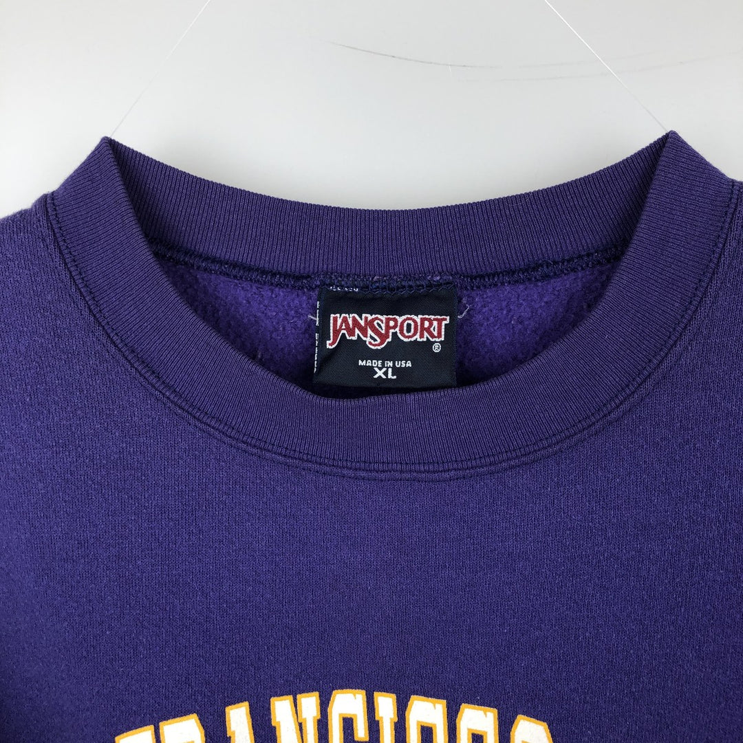 90'S Jansport Triple Print College Sweatshirt, Made in USA, Men's XL, Vintage cotton purple type Vintage Second Hand