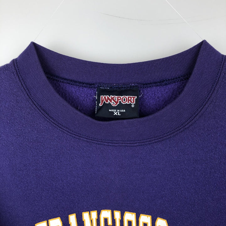 90'S Jansport Triple Print College Sweatshirt, Made in USA, Men's XL, Vintage cotton purple type Vintage Second Hand