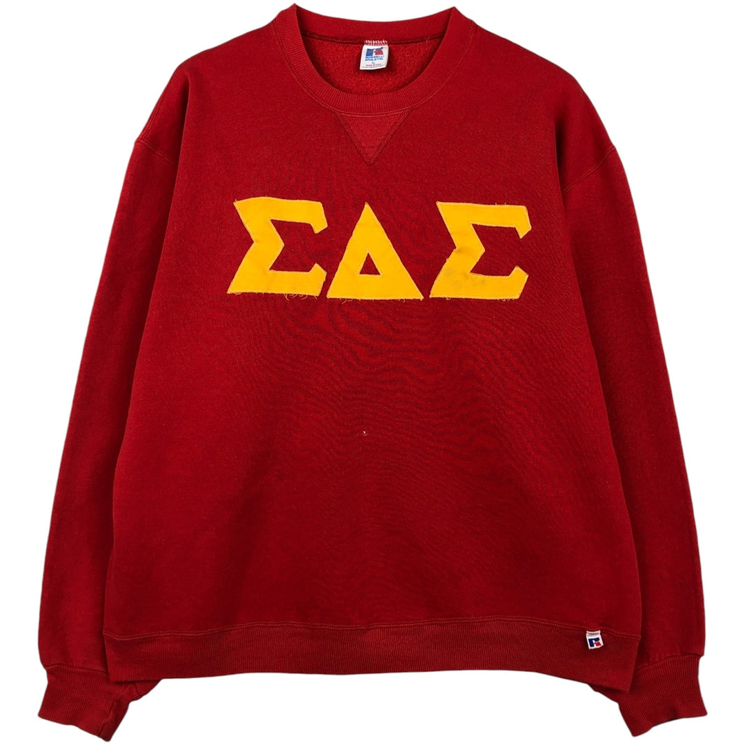 80s-90'S Russell College Sweatshirt, Made in USA, Men's XL, Vintage polyester red type Vintage Second Hand