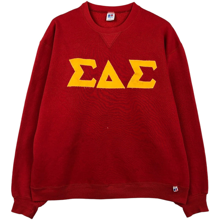 80s-90'S Russell College Sweatshirt, Made in USA, Men's XL, Vintage polyester red type Vintage Second Hand