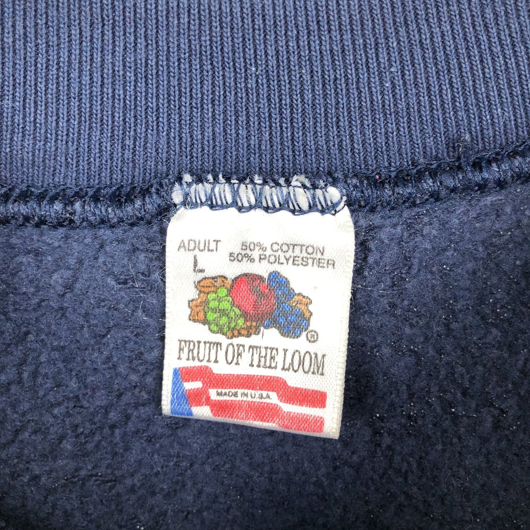 90'S Fruit of the Loom College Sweatshirt, Made in USA, Men's Size L, Vintage cotton navy blue type Vintage Second Hand