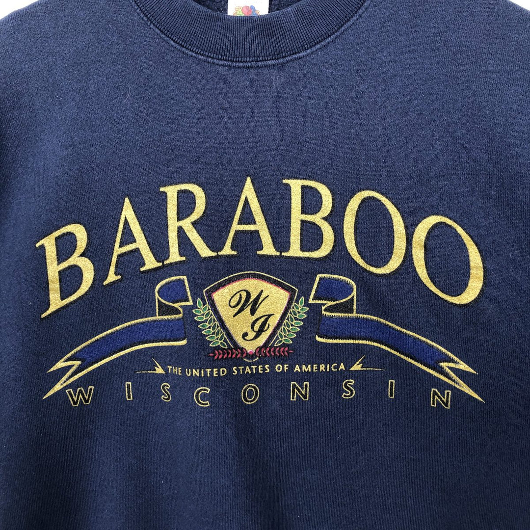 90'S Fruit of the Loom College Sweatshirt, Made in USA, Men's Size L, Vintage cotton navy blue type Vintage Second Hand