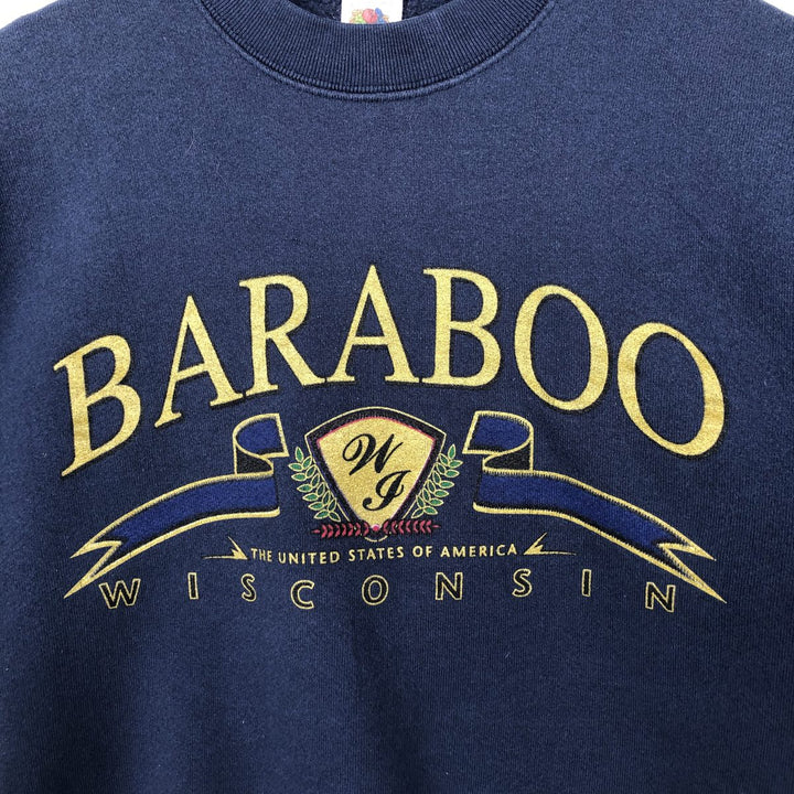 90'S Fruit of the Loom College Sweatshirt, Made in USA, Men's Size L, Vintage cotton navy blue type Vintage Second Hand