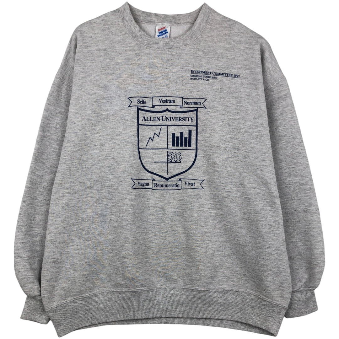 Vintage 80s-90'S Jerzees Super Sweats college sweatshirt, made in the USA, men's size XL cotton white type Vintage Second Hand