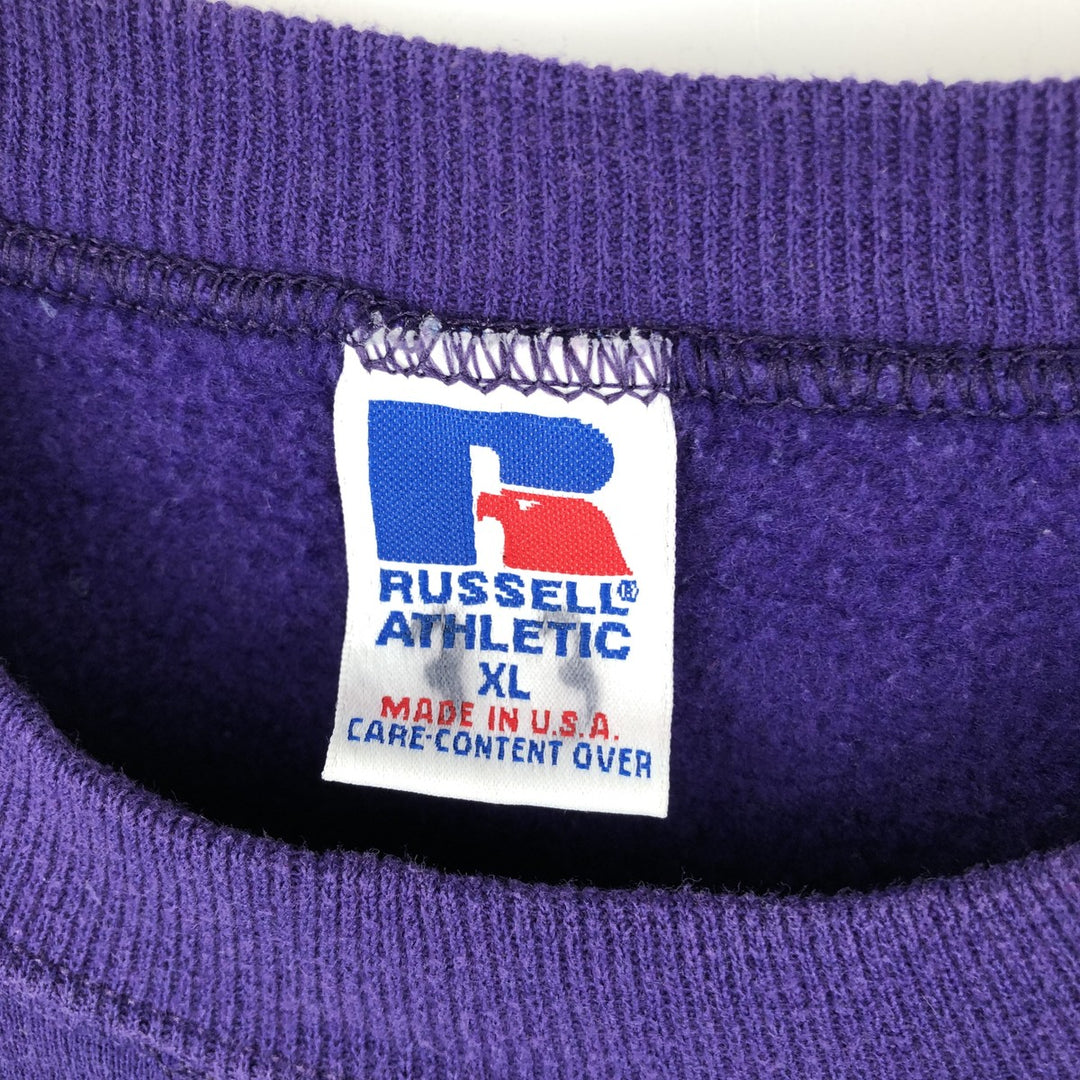 Vintage 90'S Russell ATHLETIC college sweatshirt, made in the USA, size XL, men's cotton purple type Vintage Second Hand