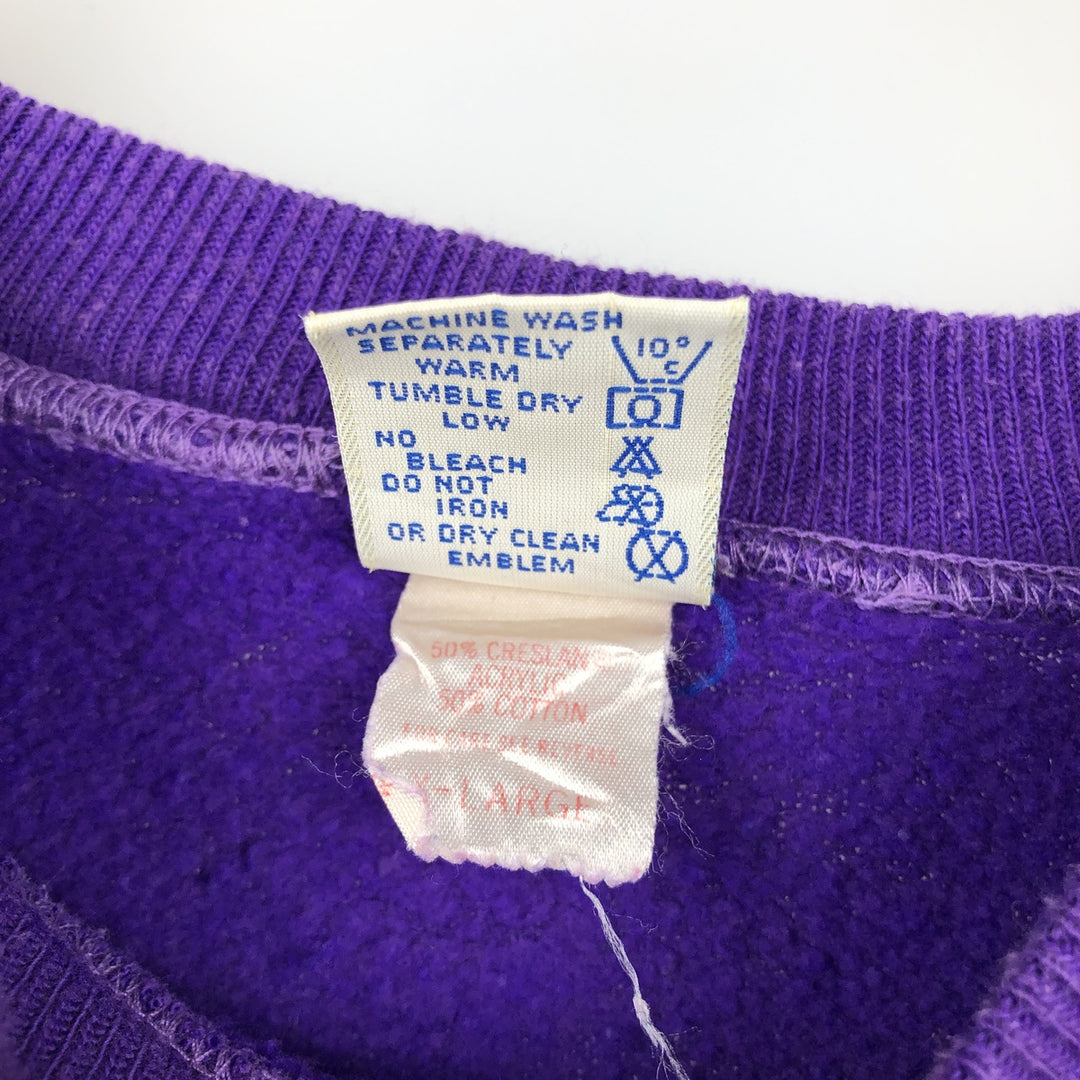 BASSETT WALKER College Sweatshirt, Made in USA, Men's XL equivalent. cotton purple type Vintage Second Hand