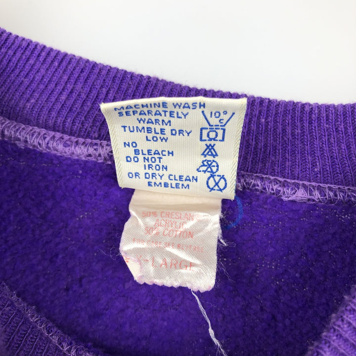 BASSETT WALKER College Sweatshirt, Made in USA, Men's XL equivalent. cotton purple type Vintage Second Hand