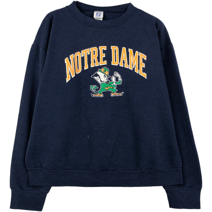 80'S LOGO 7 INC NOTRE DAME University of Notre Dame College Sweatshirt, Made in USA, Men's XL equivalent, Vintage cotton navy blue type Vintage Second Hand