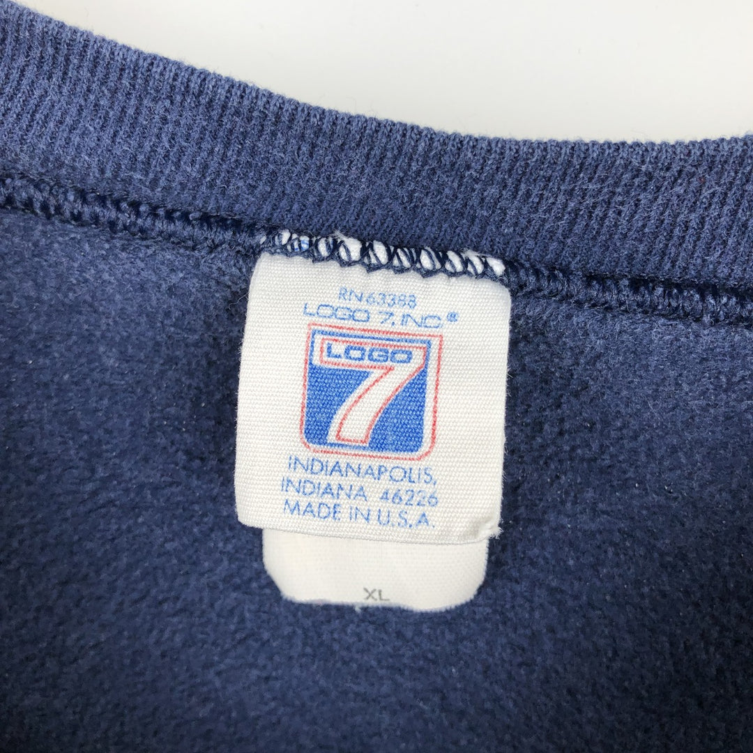 80'S LOGO 7 INC NOTRE DAME University of Notre Dame College Sweatshirt, Made in USA, Men's XL equivalent, Vintage cotton navy blue type Vintage Second Hand