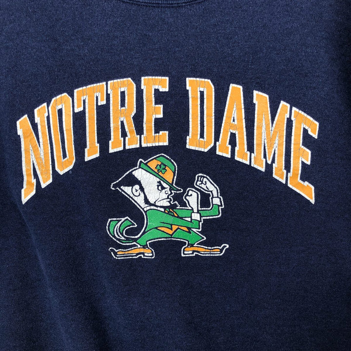 80'S LOGO 7 INC NOTRE DAME University of Notre Dame College Sweatshirt, Made in USA, Men's XL equivalent, Vintage cotton navy blue type Vintage Second Hand
