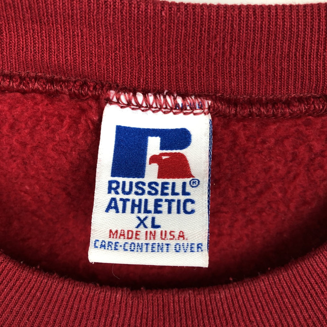 Vintage 90'S Russell ATHLETIC college sweatshirt, made in the USA, size XL, men's cotton red type Vintage Second Hand
